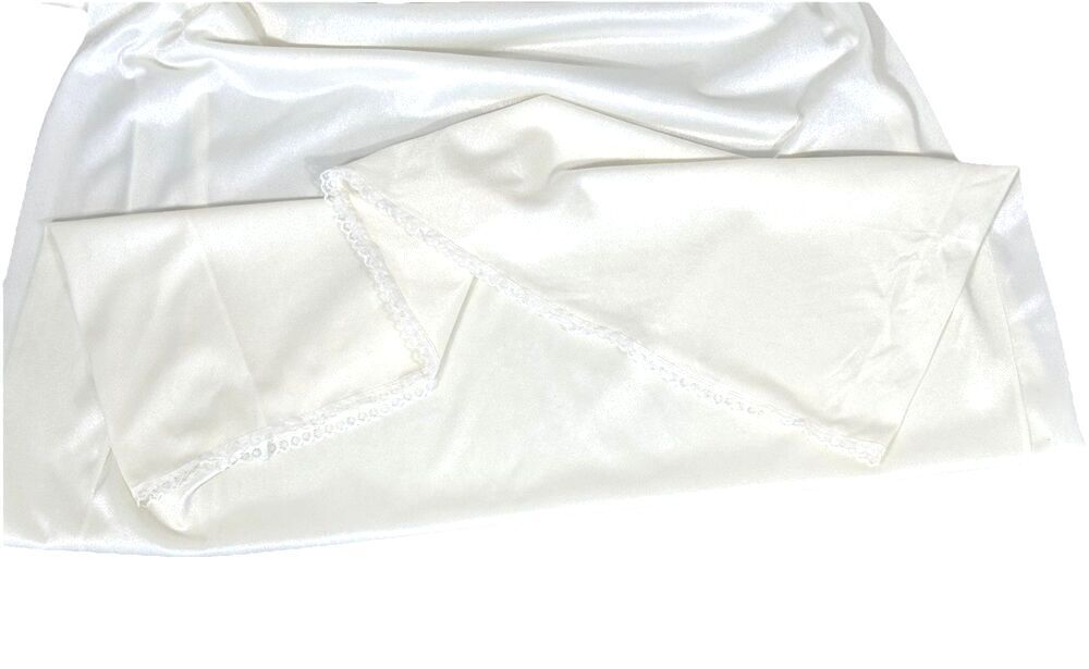 Vintage 80s Sportlite Lace Nylon Nightgown Ivory Maxi M Fairy Bridal USA - Picture 9 of 9